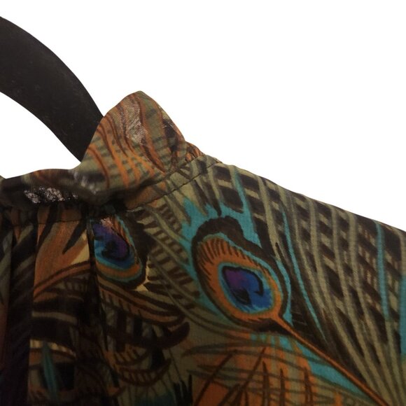 Show Me Your Mumu Green Peacock Printed Button-Down Blouse Size XS - Picture 7 of 9